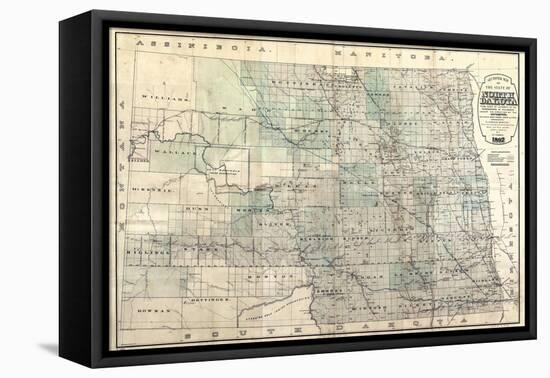 1892, North Dakota 1892 State Map, North Dakota, United States-null-Framed Stretched Canvas