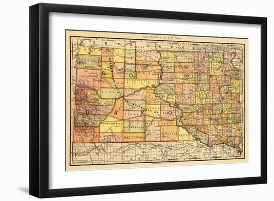 1892, South Dakota State Map, South Dakota, United States-null-Framed Giclee Print