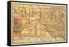 1892, South Dakota State Map, South Dakota, United States-null-Framed Stretched Canvas