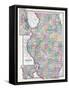 1892, State Map, Illinois, United States-null-Framed Stretched Canvas