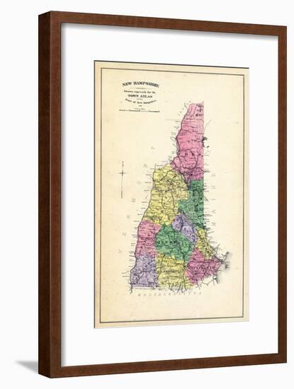 1892, State Map New Hampshire, New Hampshire, United States-null-Framed Giclee Print