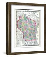 1892, Wisconsin State Map, Wisconsin, United States-null-Framed Giclee Print