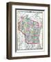 1892, Wisconsin State Map, Wisconsin, United States-null-Framed Giclee Print