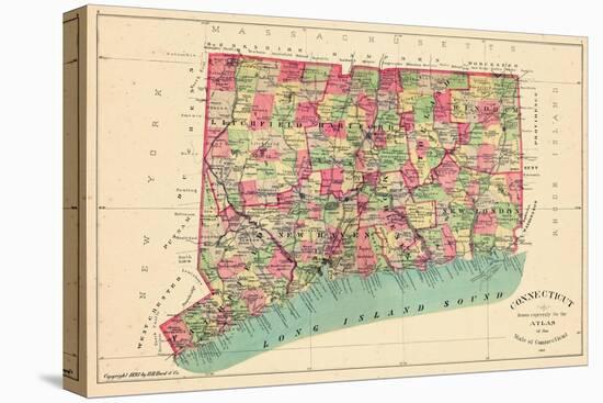 1893, Connecticut State Map, Connecticut, United States-null-Stretched Canvas