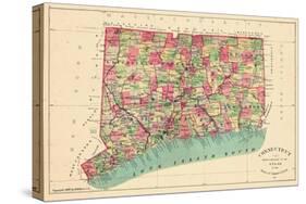 1893, Connecticut State Map, Connecticut, United States-null-Stretched Canvas