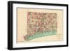 1893, Connecticut State Map, Connecticut, United States-null-Framed Giclee Print