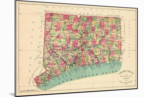 1893, Connecticut State Map, Connecticut, United States-null-Mounted Giclee Print