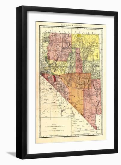 1893, Nevada State Map, Nevada, United States-null-Framed Giclee Print