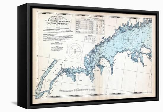 1893, United States Coast Survey - New York to Norwalk Islands - Long Island Sound, Connecticut, US-null-Framed Stretched Canvas