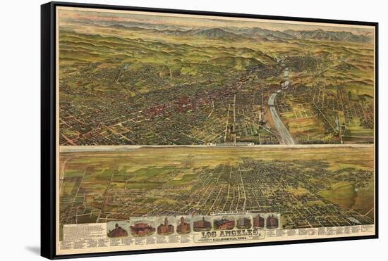 1894, Los Angeles, Drawn and Lithographed by B.W. Pierece, 1894, California, United States-null-Framed Stretched Canvas