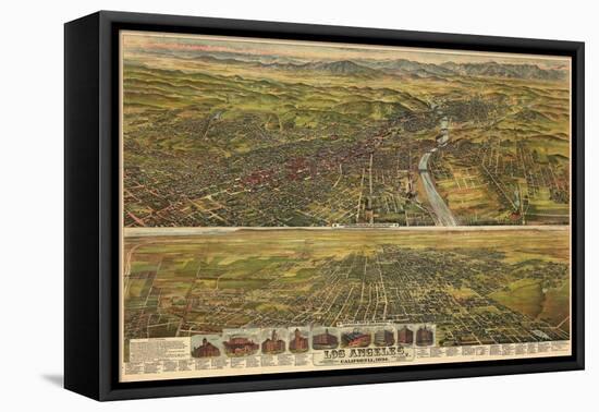 1894, Los Angeles, Drawn and Lithographed by B.W. Pierece, 1894, California, United States-null-Framed Stretched Canvas