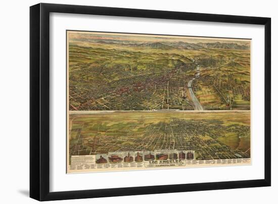 1894, Los Angeles, Drawn and Lithographed by B.W. Pierece, 1894, California, United States-null-Framed Giclee Print