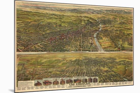 1894, Los Angeles, Drawn and Lithographed by B.W. Pierece, 1894, California, United States-null-Mounted Premium Giclee Print