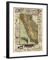 1895, California State Map Roads for Cyclers, bicycling, California, United States-null-Framed Giclee Print