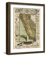 1895, California State Map Roads for Cyclers, bicycling, California, United States-null-Framed Giclee Print