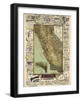 1895, California State Map Roads for Cyclers, bicycling, California, United States-null-Framed Giclee Print