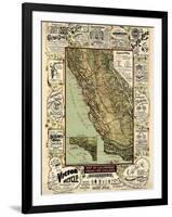 1895, California State Map Roads for Cyclers, bicycling, California, United States-null-Framed Giclee Print
