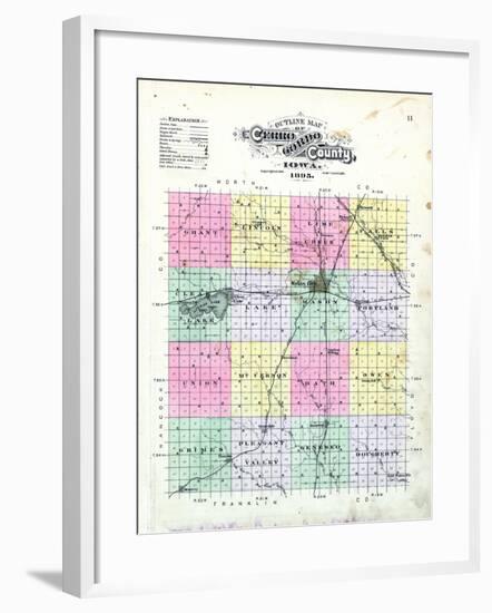 1895, Cerro Gordo County Outline, Iowa, United States-null-Framed Giclee Print