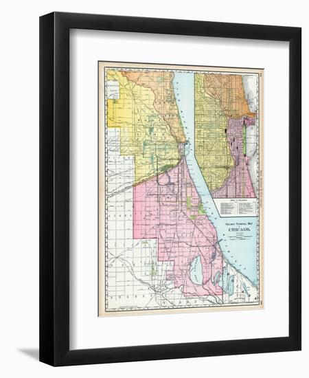 1895, Chicago Railroad Terminal Map 1895, Illinois, United States-null-Framed Giclee Print