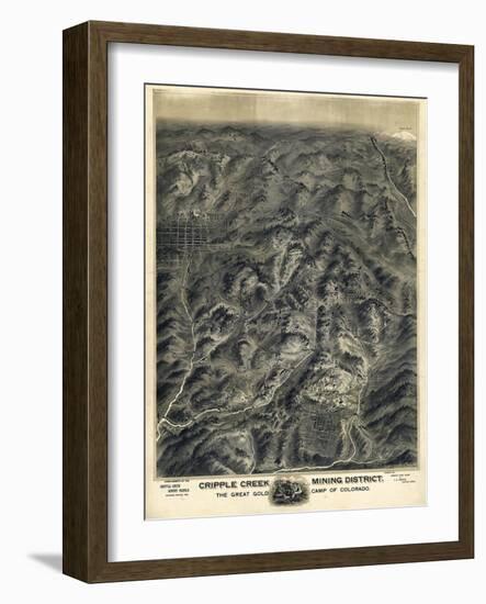 1895, Cripple Creek Mining District 1895c Bird's Eye View, Colorado, United States-null-Framed Giclee Print