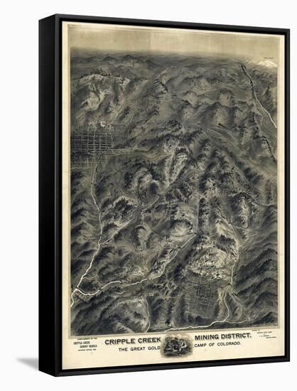 1895, Cripple Creek Mining District 1895c Bird's Eye View, Colorado, United States-null-Framed Stretched Canvas