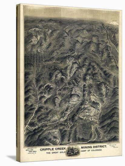 1895, Cripple Creek Mining District 1895c Bird's Eye View, Colorado, United States-null-Stretched Canvas