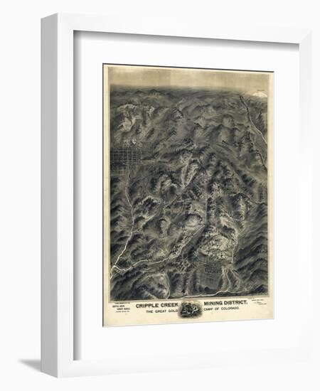 1895, Cripple Creek Mining District 1895c Bird's Eye View, Colorado, United States-null-Framed Giclee Print