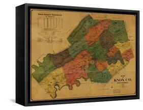 1895, Knox County Wall Map, Tennessee, United States-null-Framed Stretched Canvas