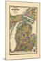 1895, Michigan State Map, Michigan, United States-null-Mounted Giclee Print