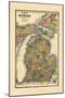 1895, Michigan State Map, Michigan, United States-null-Mounted Giclee Print