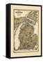 1895, Michigan State Map, Michigan, United States-null-Framed Stretched Canvas