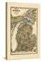 1895, Michigan State Map, Michigan, United States-null-Stretched Canvas