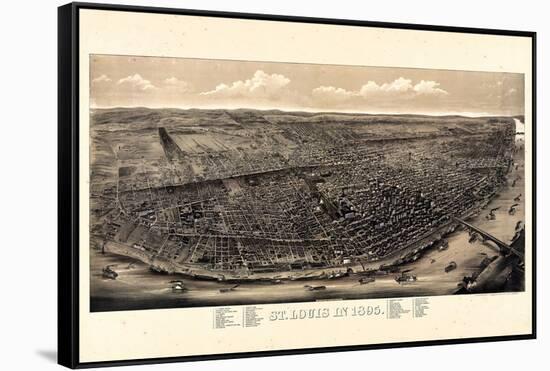 1895, Saint Louis 1895c Bird's Eye View, Missouri, United States-null-Framed Stretched Canvas