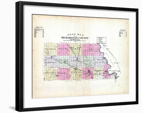 1896, County Road Map, Nebraska, United States-null-Framed Giclee Print