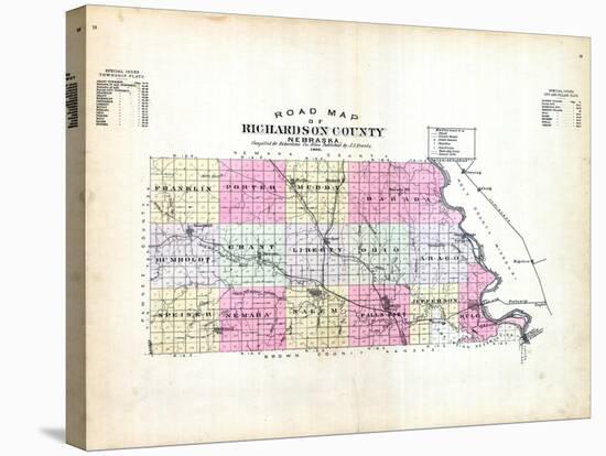 1896, County Road Map, Nebraska, United States-null-Stretched Canvas