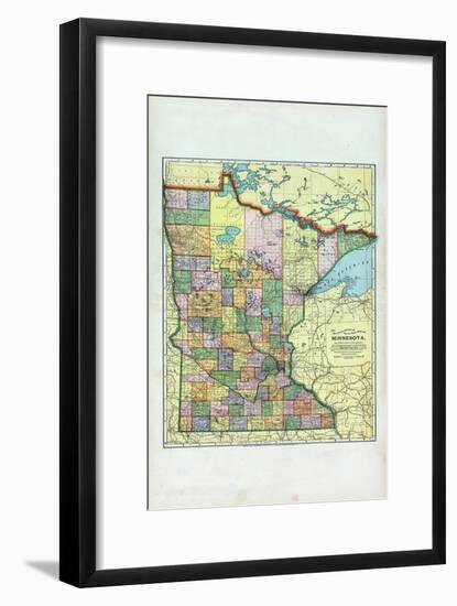 1896, Minnesota State Map, Minnesota, United States-null-Framed Giclee Print