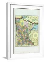 1896, Minnesota State Map, Minnesota, United States-null-Framed Giclee Print