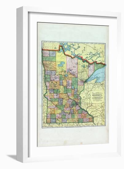 1896, Minnesota State Map, Minnesota, United States-null-Framed Giclee Print
