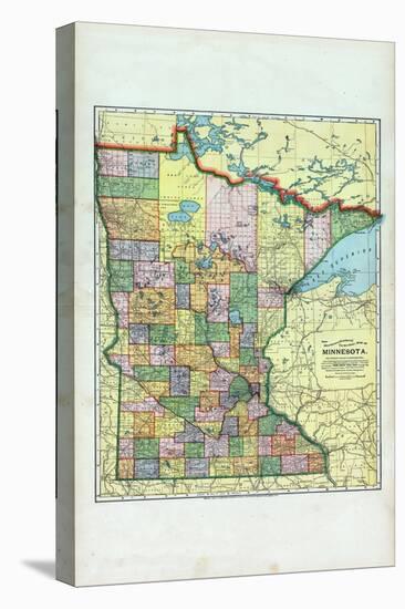 1896, Minnesota State Map, Minnesota, United States-null-Stretched Canvas