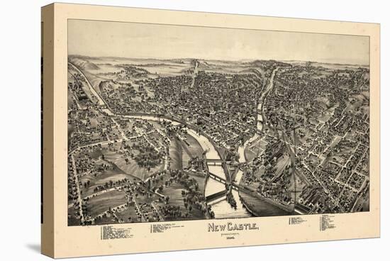 1896, New Castle Bird's Eye View, Pennsylvania, United States-null-Stretched Canvas