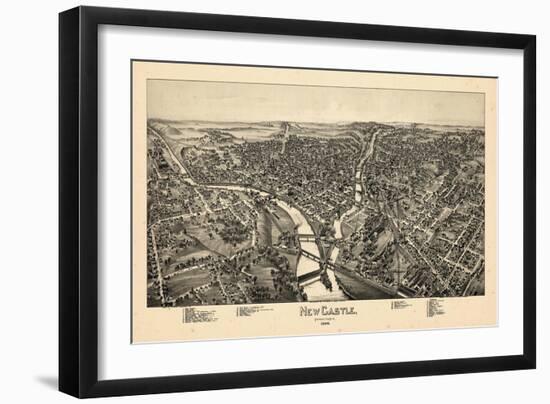 1896, New Castle Bird's Eye View, Pennsylvania, United States-null-Framed Giclee Print