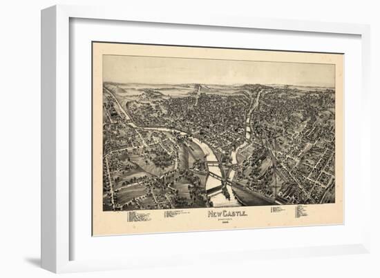 1896, New Castle Bird's Eye View, Pennsylvania, United States-null-Framed Giclee Print