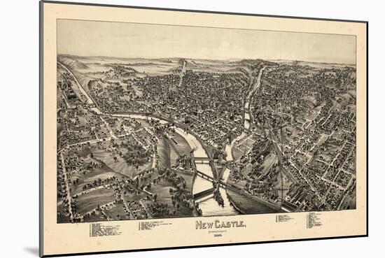 1896, New Castle Bird's Eye View, Pennsylvania, United States-null-Mounted Giclee Print