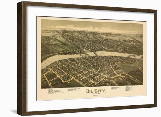 1896, Oil City Bird's Eye View, Pennsylvania, United States-null-Framed Giclee Print