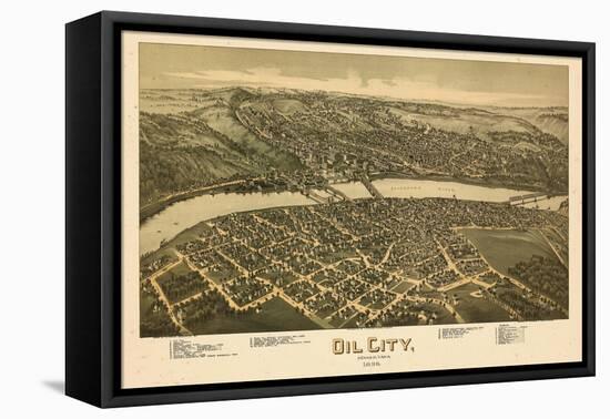 1896, Oil City Bird's Eye View, Pennsylvania, United States-null-Framed Stretched Canvas