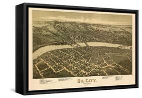 1896, Oil City Bird's Eye View, Pennsylvania, United States-null-Framed Stretched Canvas