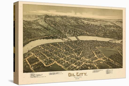 1896, Oil City Bird's Eye View, Pennsylvania, United States-null-Stretched Canvas