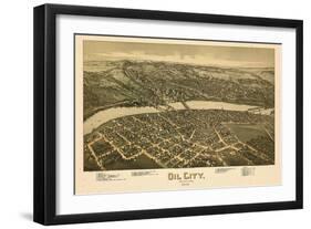 1896, Oil City Bird's Eye View, Pennsylvania, United States-null-Framed Giclee Print