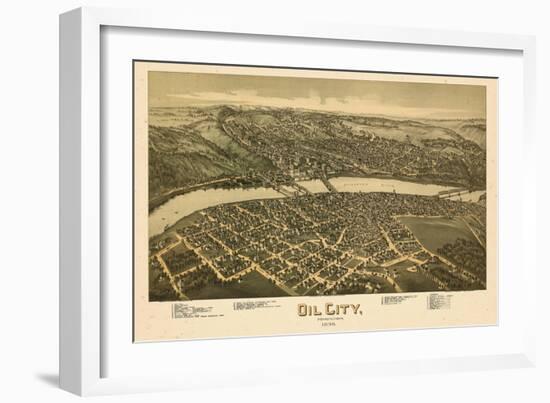 1896, Oil City Bird's Eye View, Pennsylvania, United States-null-Framed Giclee Print