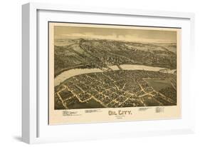 1896, Oil City Bird's Eye View, Pennsylvania, United States-null-Framed Giclee Print